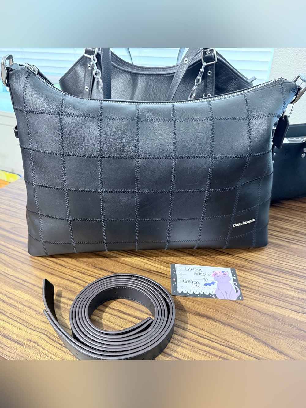 Coach Coachtopia Black Checkered LARGE Alter Ego Patchwork Shoulder Bag Silver